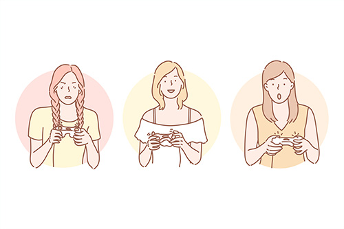 オンラインゲームを楽しむ女性